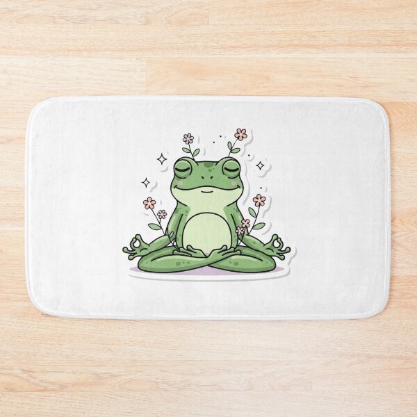 Item preview, Peaceful Zen Frog with Flowers | Cute Botanical Meditation Frog Art designed and sold by MMK1SHOP.