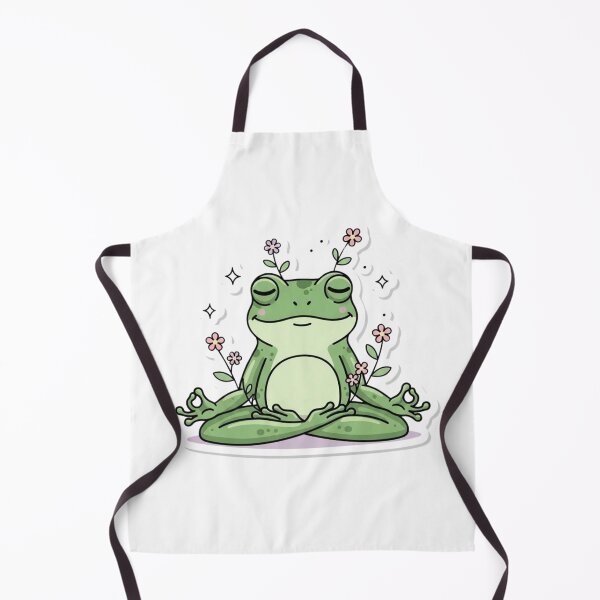 Item preview, Peaceful Zen Frog with Flowers | Cute Botanical Meditation Frog Art designed and sold by MMK1SHOP.
