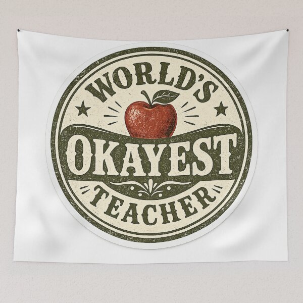 Item preview, World's Okayest Teacher – Funny Vintage Badge Design | Teacher Appreciation Gift designed and sold by irfanshikh.