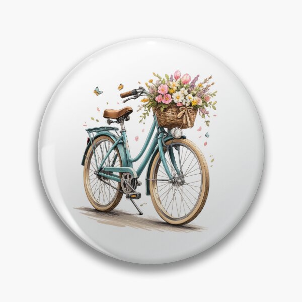 Item preview, Spring Ride – Vintage Bicycle with Flower Basket | Detailed T-Shirt Design designed and sold by CoolContent Factory.