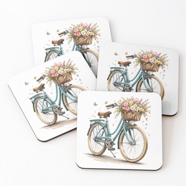 Item preview, Spring Ride – Vintage Bicycle with Flower Basket | Detailed T-Shirt Design designed and sold by CoolContent Factory.