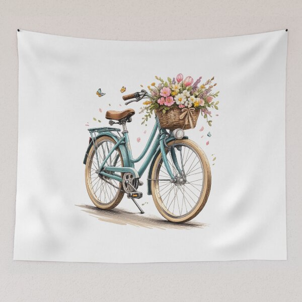 Item preview, Spring Ride – Vintage Bicycle with Flower Basket | Detailed T-Shirt Design designed and sold by CoolContent Factory.