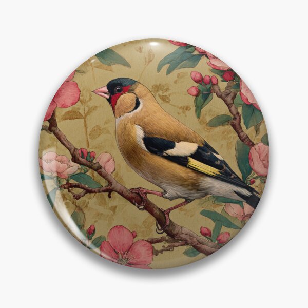 Item preview, Khaki Silk Floral Bird Goldfinch on Branch Decorative designed and sold by GrinGalore.