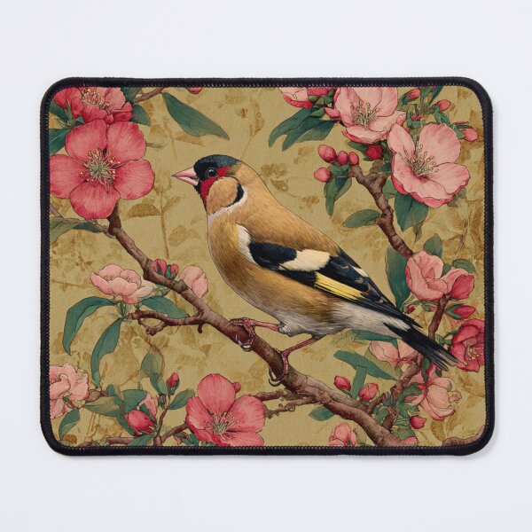 Item preview, Khaki Silk Floral Bird Goldfinch on Branch Decorative designed and sold by GrinGalore.