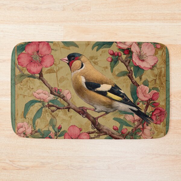 Item preview, Khaki Silk Floral Bird Goldfinch on Branch Decorative designed and sold by GrinGalore.