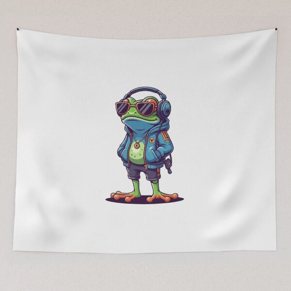Item preview, Cool Frog with Headphones and Sunglasses | Streetwear Gamer Frog Cartoon designed and sold by MMK1SHOP.