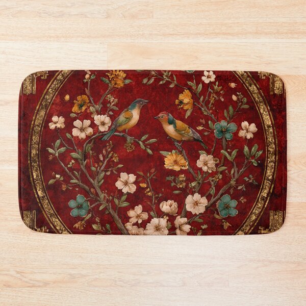 Item preview, Strawberry Color Silk Floral Birds Decorative Carpet designed and sold by GrinGalore.