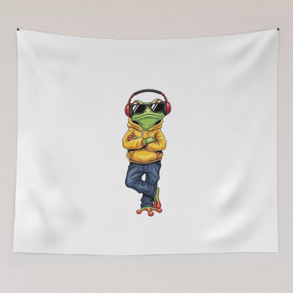 Item preview, Swagger Frog in Hoodie with Headphones | Cool Urban Streetwear Frog Cartoon designed and sold by MMK1SHOP.