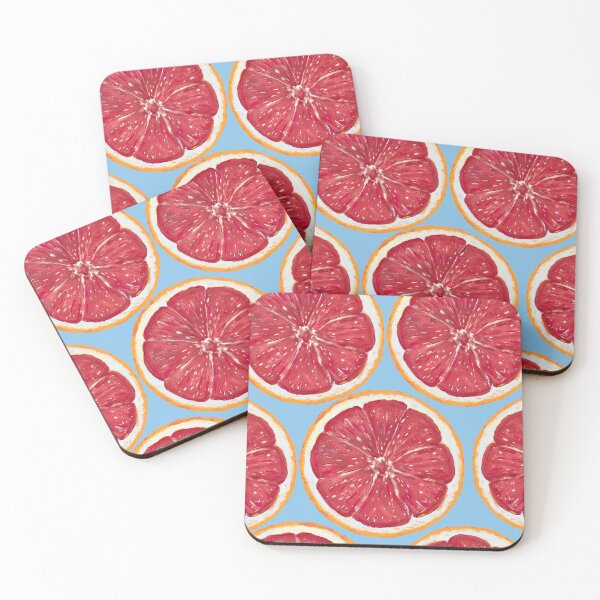 Item preview, Pink Grapefruit Pattern Citrus Summer Blue Aesthetic Fruit Print designed and sold by Almanzart.