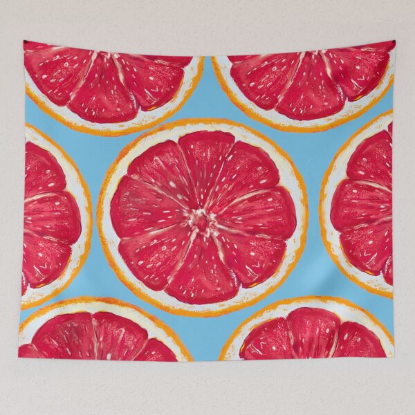 Item preview, Estampado de pomelo rosa, cítricos, verano, estética azul, estampado de frutas designed and sold by Almanzart.