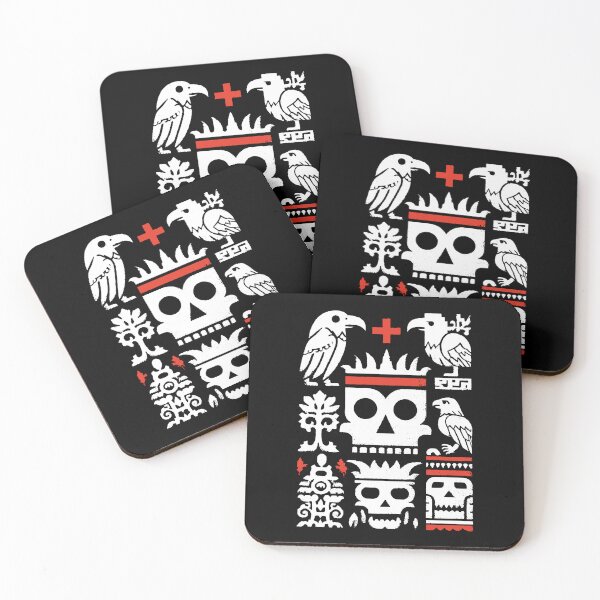 Item preview, Aztec tribal red and white skull and bird death set 127sm designed and sold by 127sm.