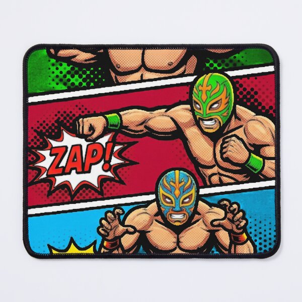 Item preview, Lucha Libre Comic Pop Art Tee | Retro Masked Wrestlers “POW!” “OUCH!” Design designed and sold by The Irish Whip.