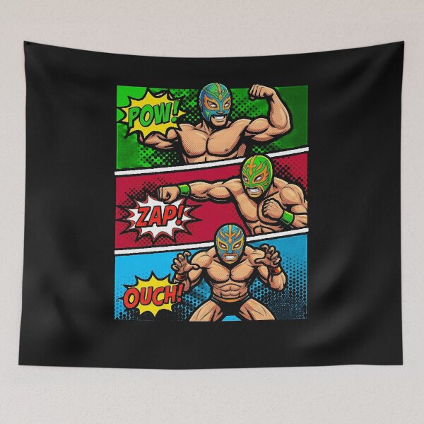 Item preview, Lucha Libre Comic Pop Art Tee | Retro Masked Wrestlers “POW!” “OUCH!” Design designed and sold by The Irish Whip.
