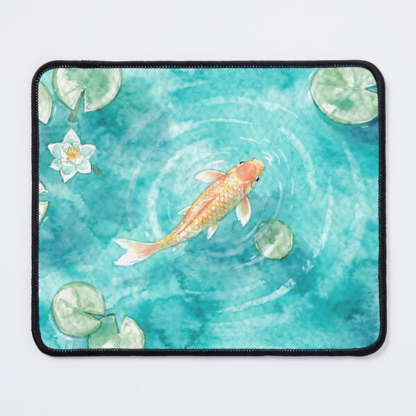 Item preview, Gold Fish Pond Koi Fish Pond Underwater Beach Ocean Pool Watercolour Art Koi Bath mat Pond bath mat koi pond bath mat designed and sold by nomu-nomu.