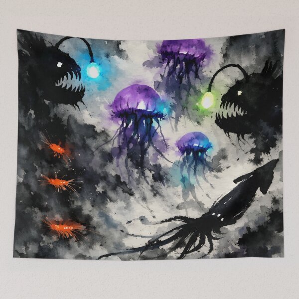 Item preview, Luminous Depths with Drifting Deep Sea Life designed and sold by WildlifeInc.