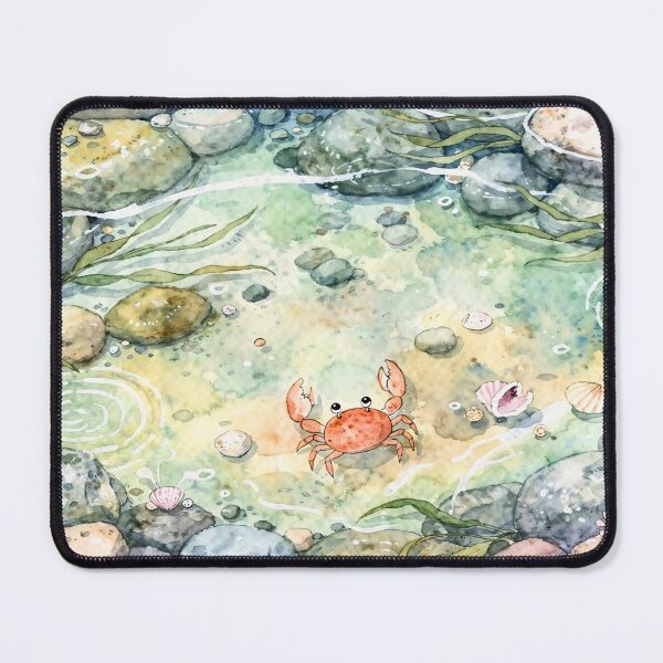 Item preview, Rock Pool Crab Underwater Beach Pond Ocean Pool Watercolour Art designed and sold by nomu-nomu.
