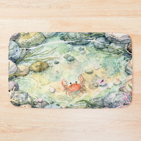 Item preview, Rock Pool Crab Underwater Beach Pond Ocean Pool Watercolour Art designed and sold by nomu-nomu.
