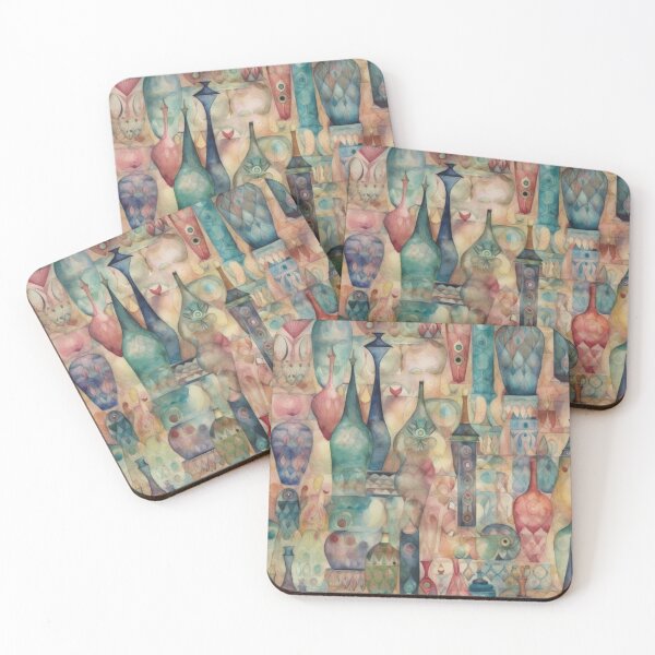 Item preview, Ethereal Watercolor Pottery - Abstract Bohemian Ceramics Pattern designed and sold by pinkal.