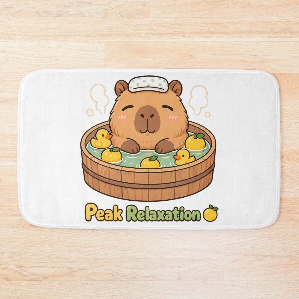Item preview, Capybara Peak Relaxation Cute Animal Bath Cozy Aesthetic Design designed and sold by InkWanderStudio.