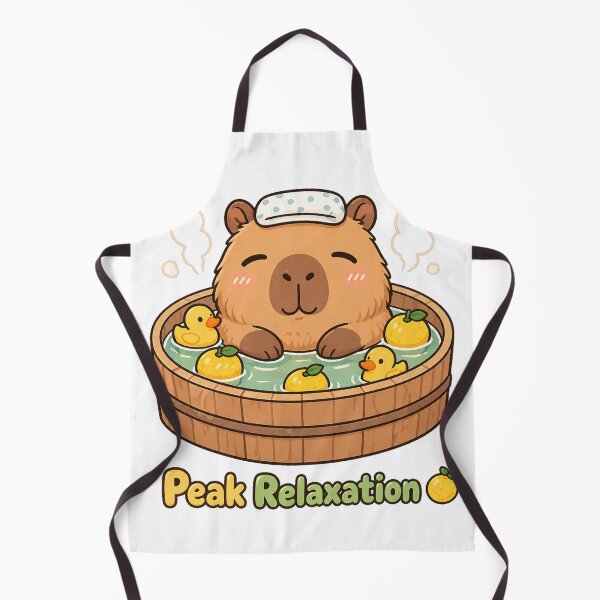 Item preview, Capybara Peak Relaxation Cute Animal Bath Cozy Aesthetic Design designed and sold by InkWanderStudio.