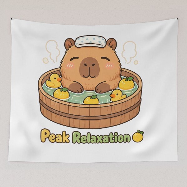 Item preview, Capybara Peak Relaxation Cute Animal Bath Cozy Aesthetic Design designed and sold by InkWanderStudio.