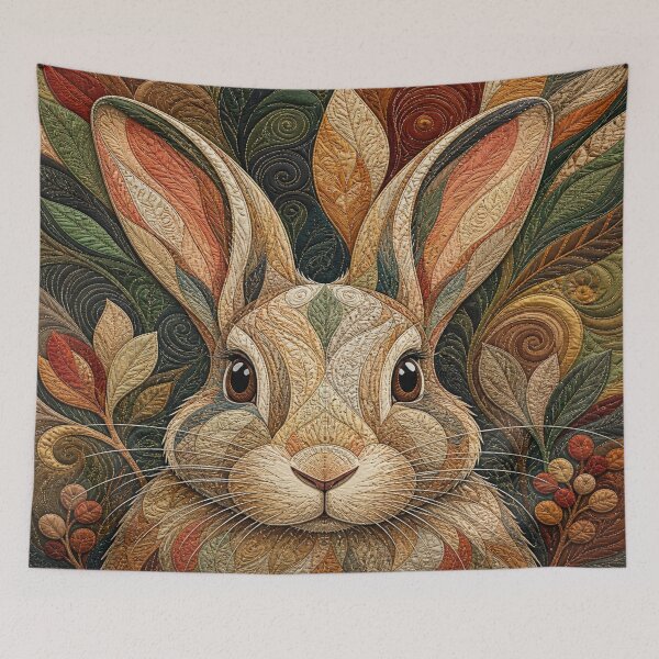 Item preview, Patchwork Rabbit Art | Boho Floral Bunny Illustration | Textured Animal Design designed and sold by ArtoryNest.