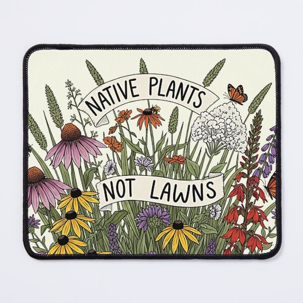 Item preview, Native Plants Not Lawns Illustration with Wildflowers and Bees designed and sold by SholoStudio.