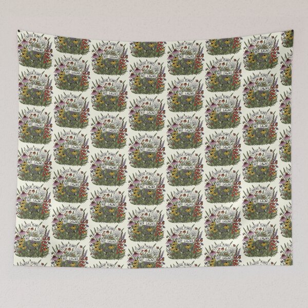 Item preview, Native Plants Not Lawns Illustration with Wildflowers and Bees designed and sold by SholoStudio.
