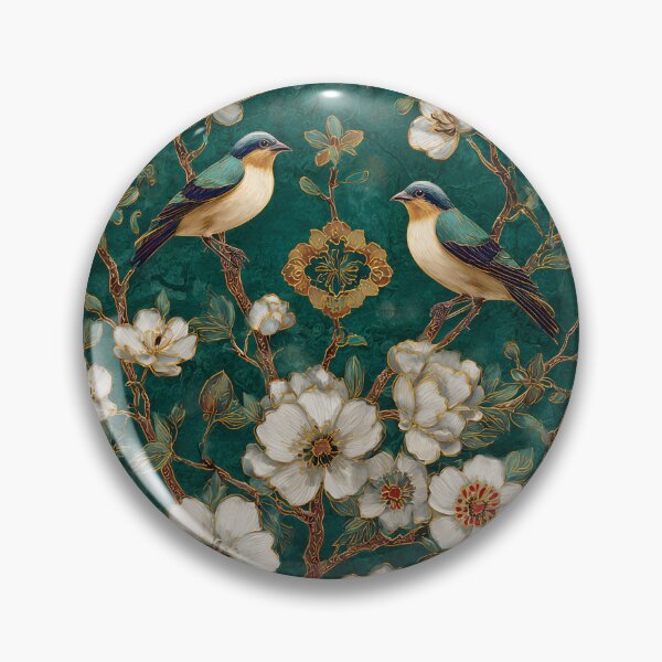 Item preview, Emerald Color Silk Floral Birds Decorative Design designed and sold by GrinGalore.