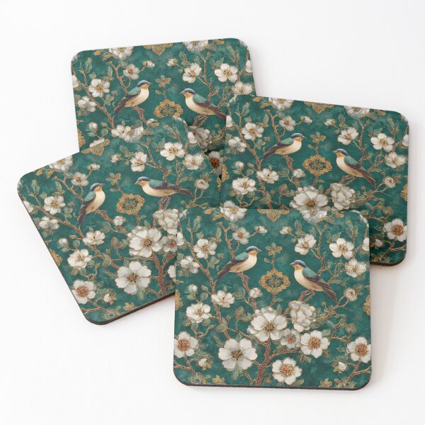 Item preview, Emerald Color Silk Floral Birds Decorative Design designed and sold by GrinGalore.