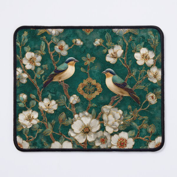 Item preview, Emerald Color Silk Floral Birds Decorative Design designed and sold by GrinGalore.