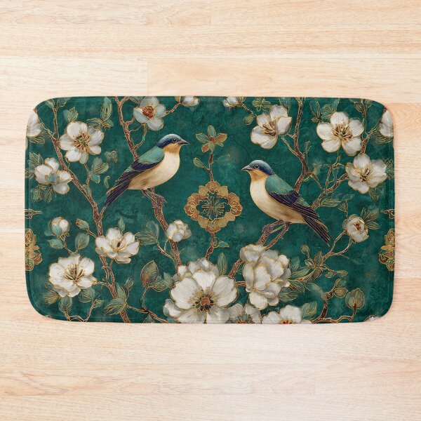 Item preview, Emerald Color Silk Floral Birds Decorative Design designed and sold by GrinGalore.