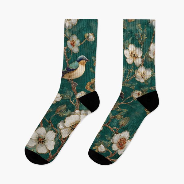 Item preview, Emerald Color Silk Floral Birds Decorative Design designed and sold by GrinGalore.