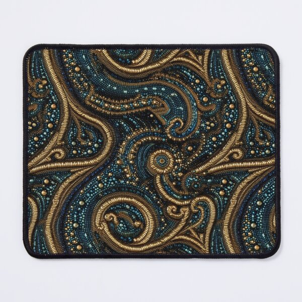 Item preview, Ornate Gold and Teal Filigree - Intricate Beaded Embroidery Pattern designed and sold by pinkal.