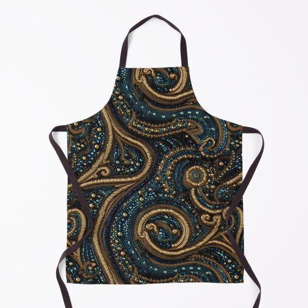Item preview, Ornate Gold and Teal Filigree - Intricate Beaded Embroidery Pattern designed and sold by pinkal.