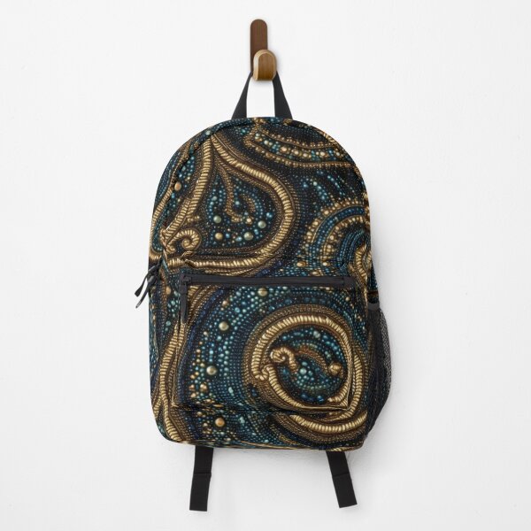 Item preview, Ornate Gold and Teal Filigree - Intricate Beaded Embroidery Pattern designed and sold by pinkal.