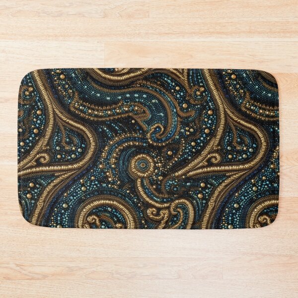 Item preview, Ornate Gold and Teal Filigree - Intricate Beaded Embroidery Pattern designed and sold by pinkal.