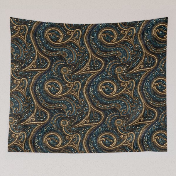 Item preview, Ornate Gold and Teal Filigree - Intricate Beaded Embroidery Pattern designed and sold by pinkal.