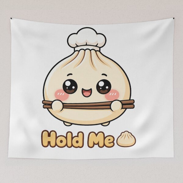 Item preview, Cute Dumpling Hold Me Kawaii Food Design with Chopsticks designed and sold by InkWanderStudio.