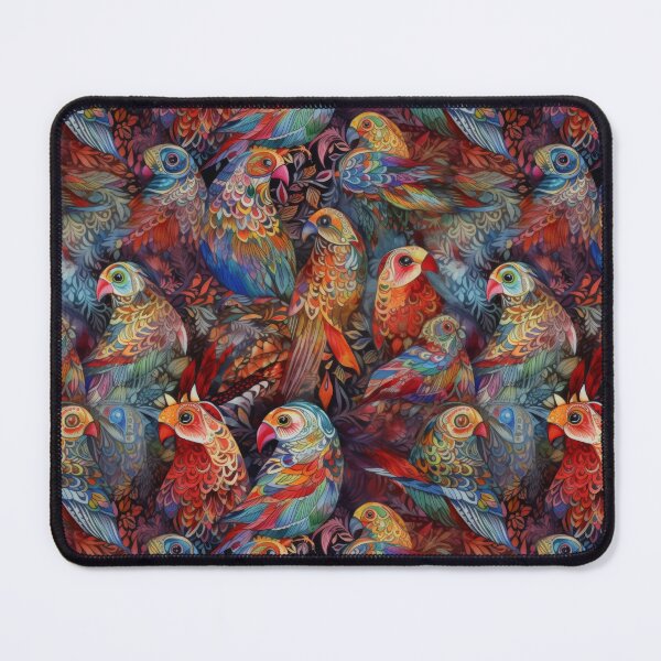 Item preview, Tropical Mosaic Parrots - Vibrant Folk Art Bird Pattern designed and sold by pinkal.
