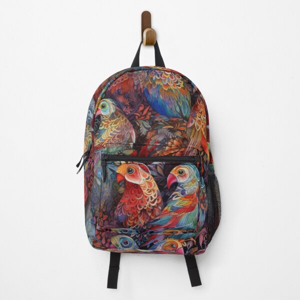 Item preview, Tropical Mosaic Parrots - Vibrant Folk Art Bird Pattern designed and sold by pinkal.