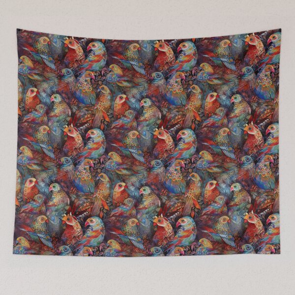 Item preview, Tropical Mosaic Parrots - Vibrant Folk Art Bird Pattern designed and sold by pinkal.