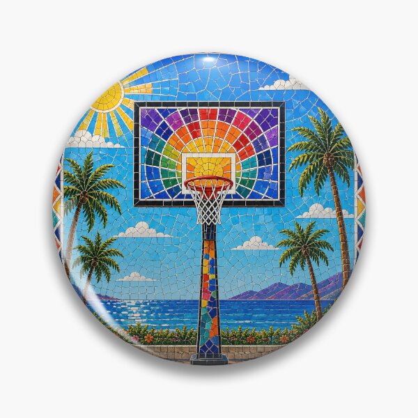 Item preview, Rainbow Mosaic Beachside Tropical Basketball Court designed and sold by ActOnyx Designs.