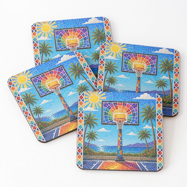 Item preview, Rainbow Mosaic Beachside Tropical Basketball Court designed and sold by ActOnyx Designs.
