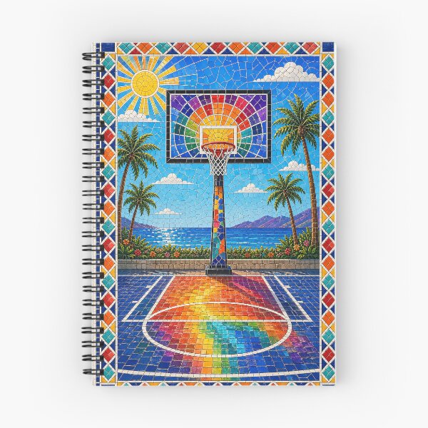 Item preview, Rainbow Mosaic Beachside Tropical Basketball Court designed and sold by ActOnyx Designs.