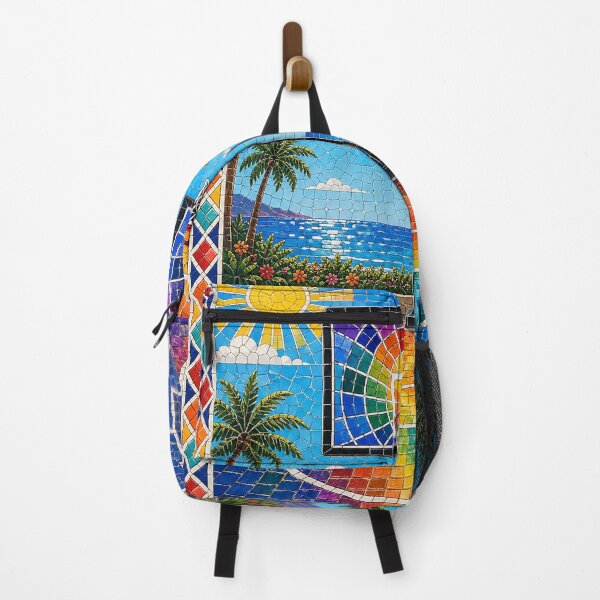 Item preview, Rainbow Mosaic Beachside Tropical Basketball Court designed and sold by ActOnyx Designs.