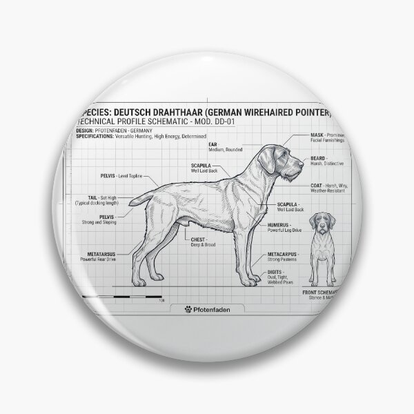 Item preview, German Wirehaired Pointer Blueprint – Pointing Dog Anatomy designed and sold by Pfotenfaden.