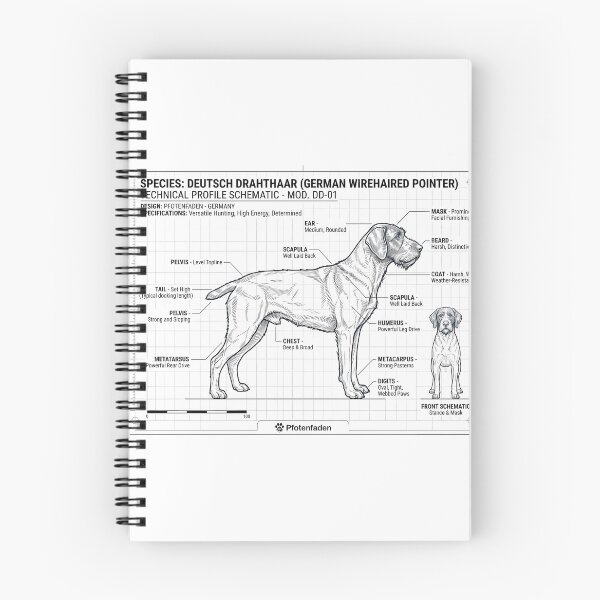 Item preview, German Wirehaired Pointer Blueprint – Pointing Dog Anatomy designed and sold by Pfotenfaden.