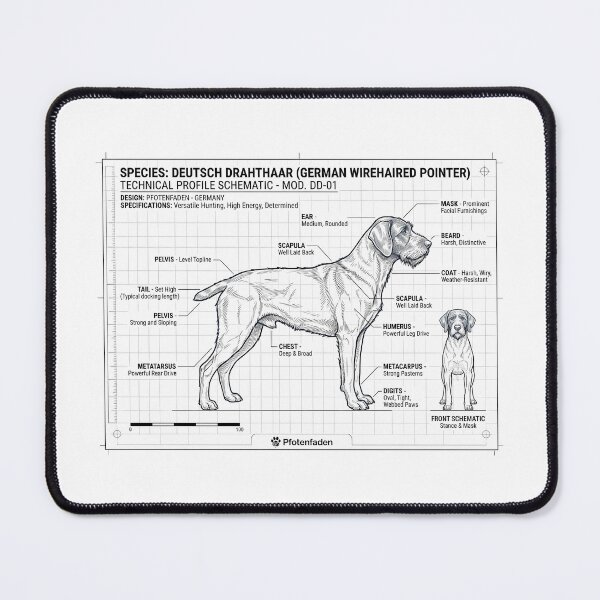 Item preview, German Wirehaired Pointer Blueprint – Pointing Dog Anatomy designed and sold by Pfotenfaden.