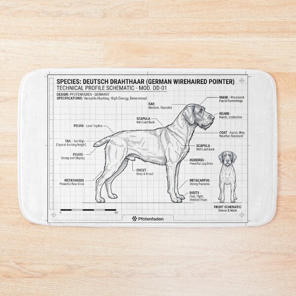 Item preview, German Wirehaired Pointer Blueprint – Pointing Dog Anatomy designed and sold by Pfotenfaden.